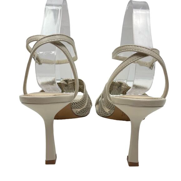 Vince Camuto | Earlena SZ US 11 NWOB Mesh Cut Leather Square Toe Cream Heels - Picture 7 of 13